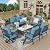 MIXPATIO Patio Furniture Set 6 pcs, Outdoor Patio Furniture, 1 X 3-Seat Sofa, 2 X Single Chairs, 2 X Swivel Chairs, 1 X Coffee Table and 5.75" Extra Thick Cushion, Patio Conversation Set,Navy Blue