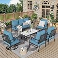 MIXPATIO Patio Furniture Set 6 pcs, Outdoor Patio Furniture, 1 X 3-Seat Sofa, 2 X Single Chairs, 2 X Swivel Chairs, 1 X Coffee Table and 5.75" Extra Thick Cushion, Patio Conversation Set,Navy Blue