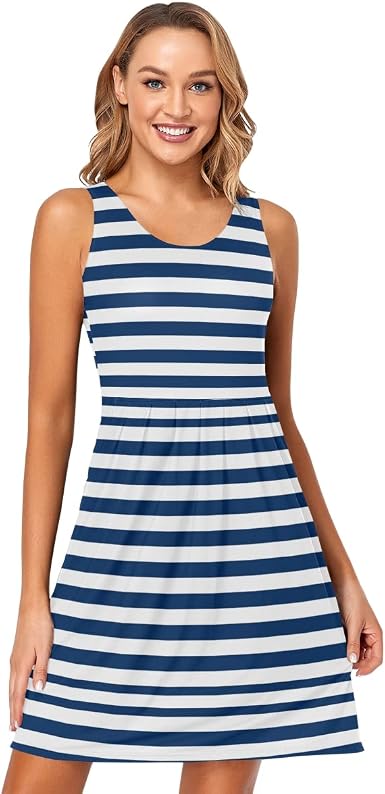 Amazon.com: Vestidos casuales de verano para mujer, vestido sin mangas,  vestido de playa con bolsillos, talla S 20405791 : Ropa, Zapatos y Joyería