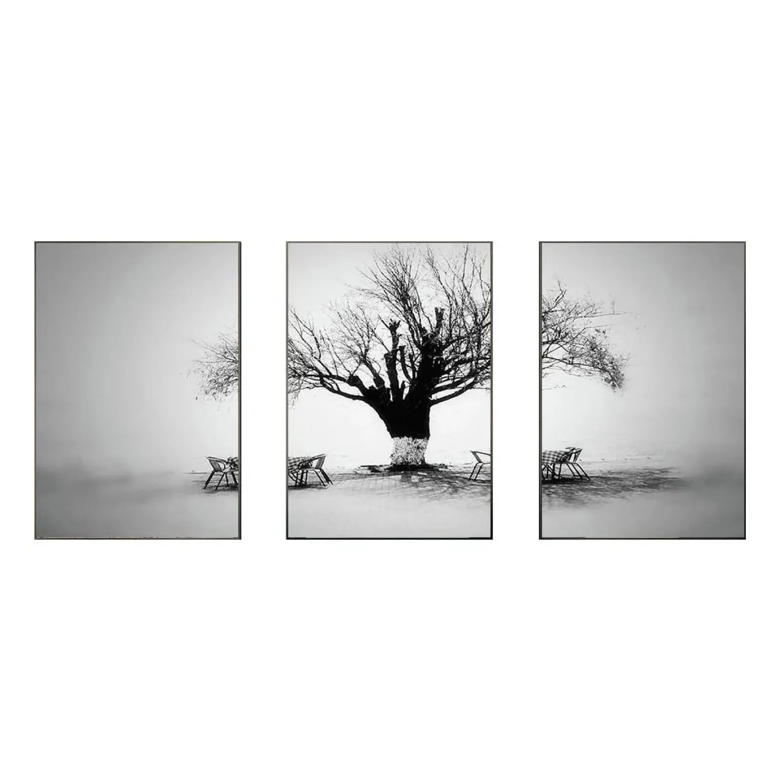 Tableau paysage noir et blanc triptyque moderne 80x120 cm pour salon - 8