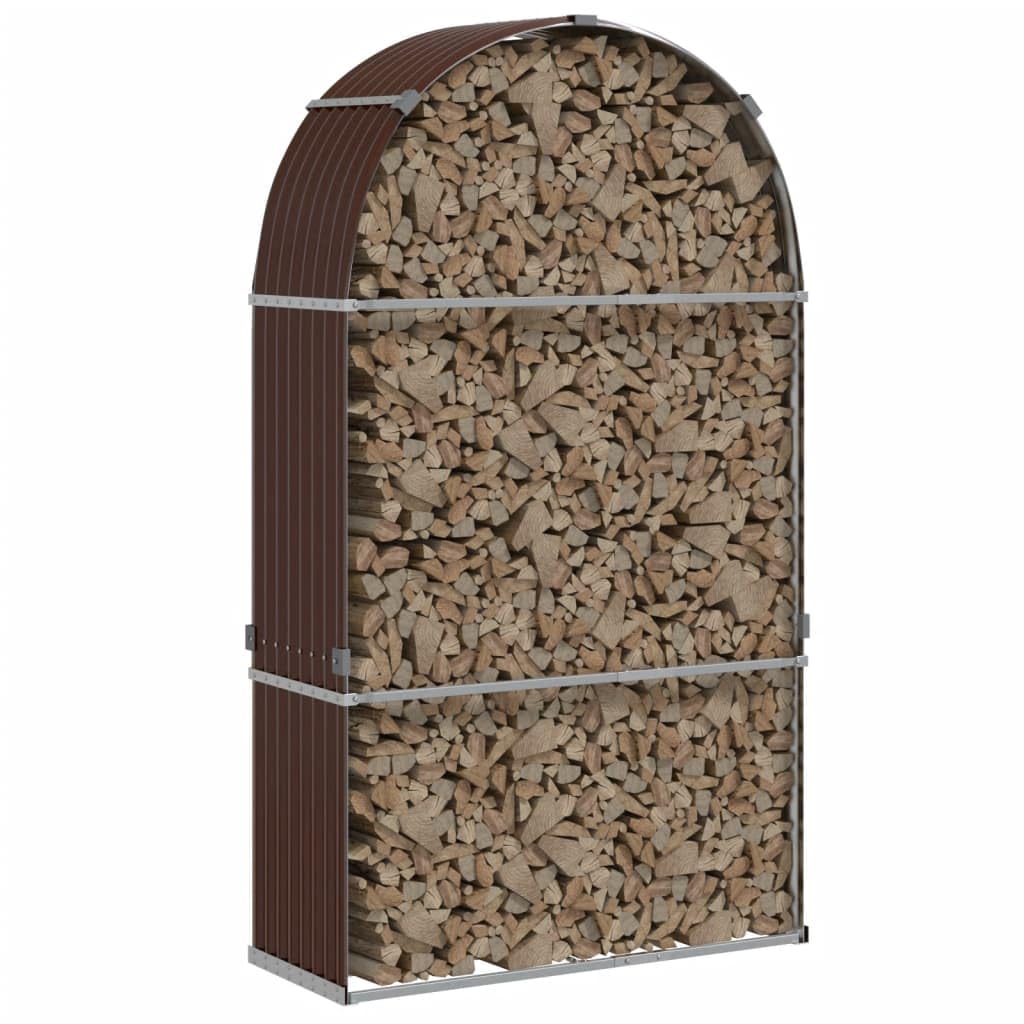 Braun Schronienie na drewno opałowe, 120 x 45, 210 cm, stal ocynkowana, stojak do przechowywania na zewnątrz, wytrzymały drewniany stojak z 2 haczykami