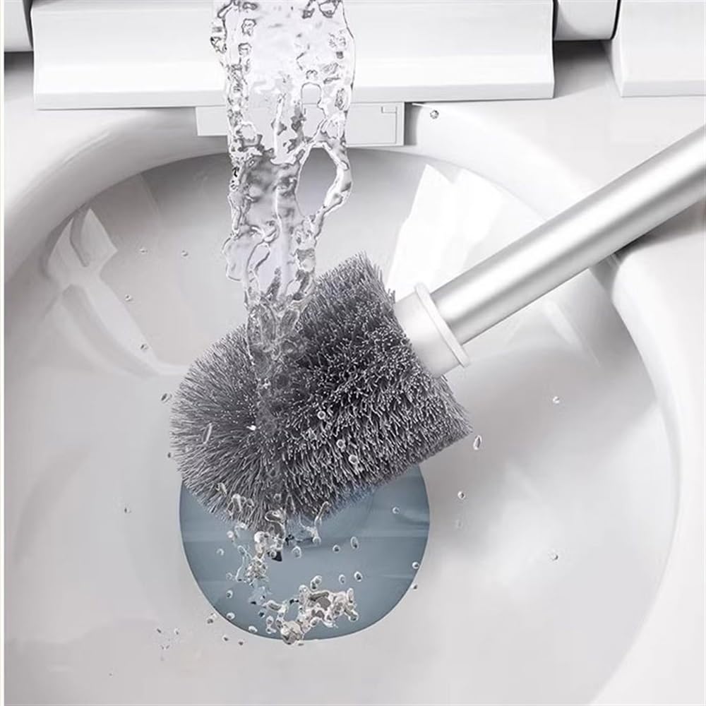 Cepillo de inodoro con base porosa para baño, fijación a la pared, juego de dos cepillos para inodoro, mango largo, cepillos de plástico