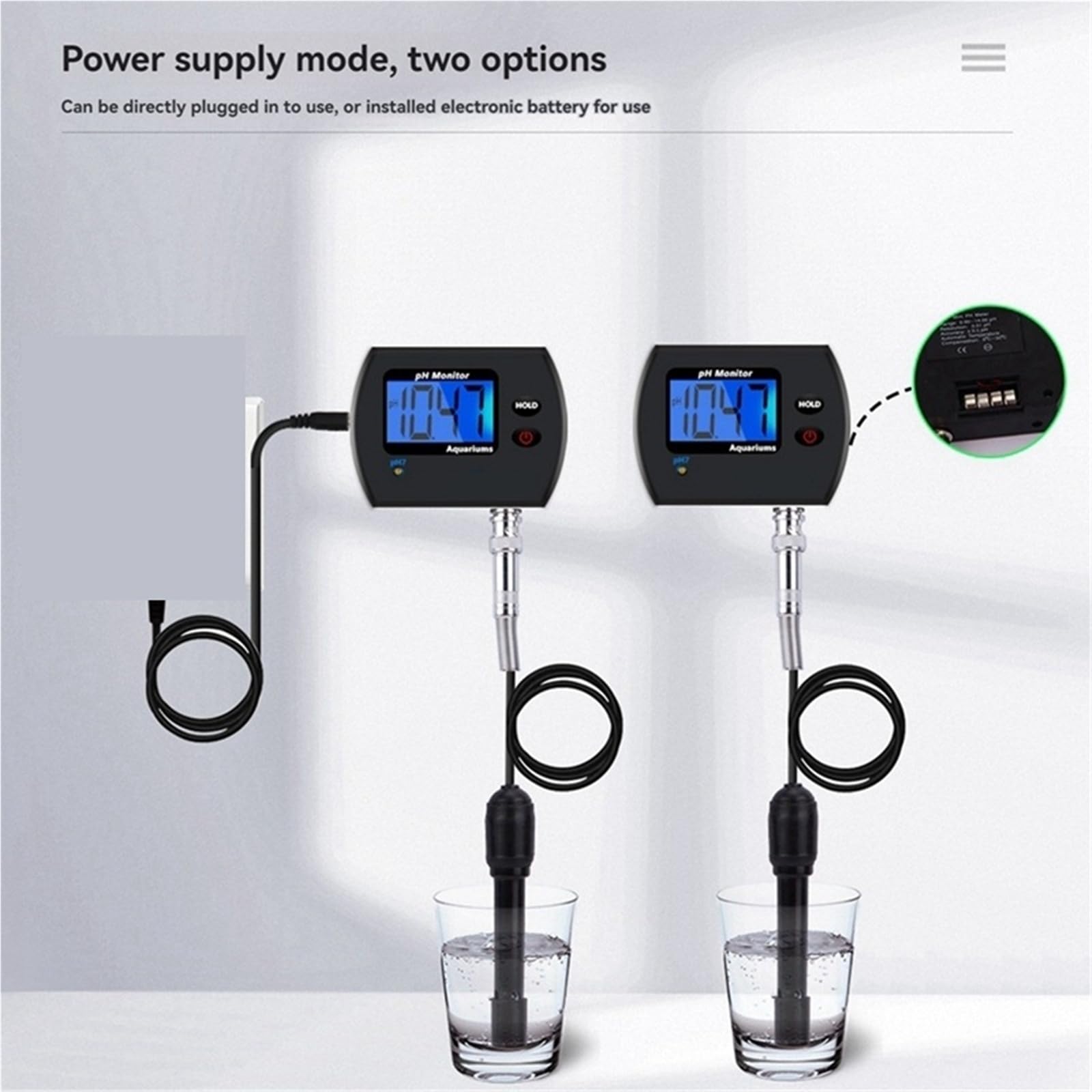 Probador de agua, Medidor de pH digital for agua potable de acuario, monitor de pH en línea, comprobador profesional y preciso de la calidad del agua.