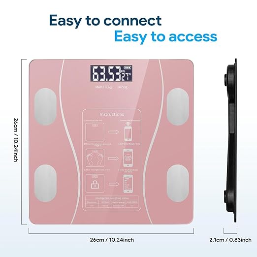 Báscula Corporal Inteligente Digital con Bluetooth, Báscula de Baño para Peso Corporal y Grasa miniatura 8