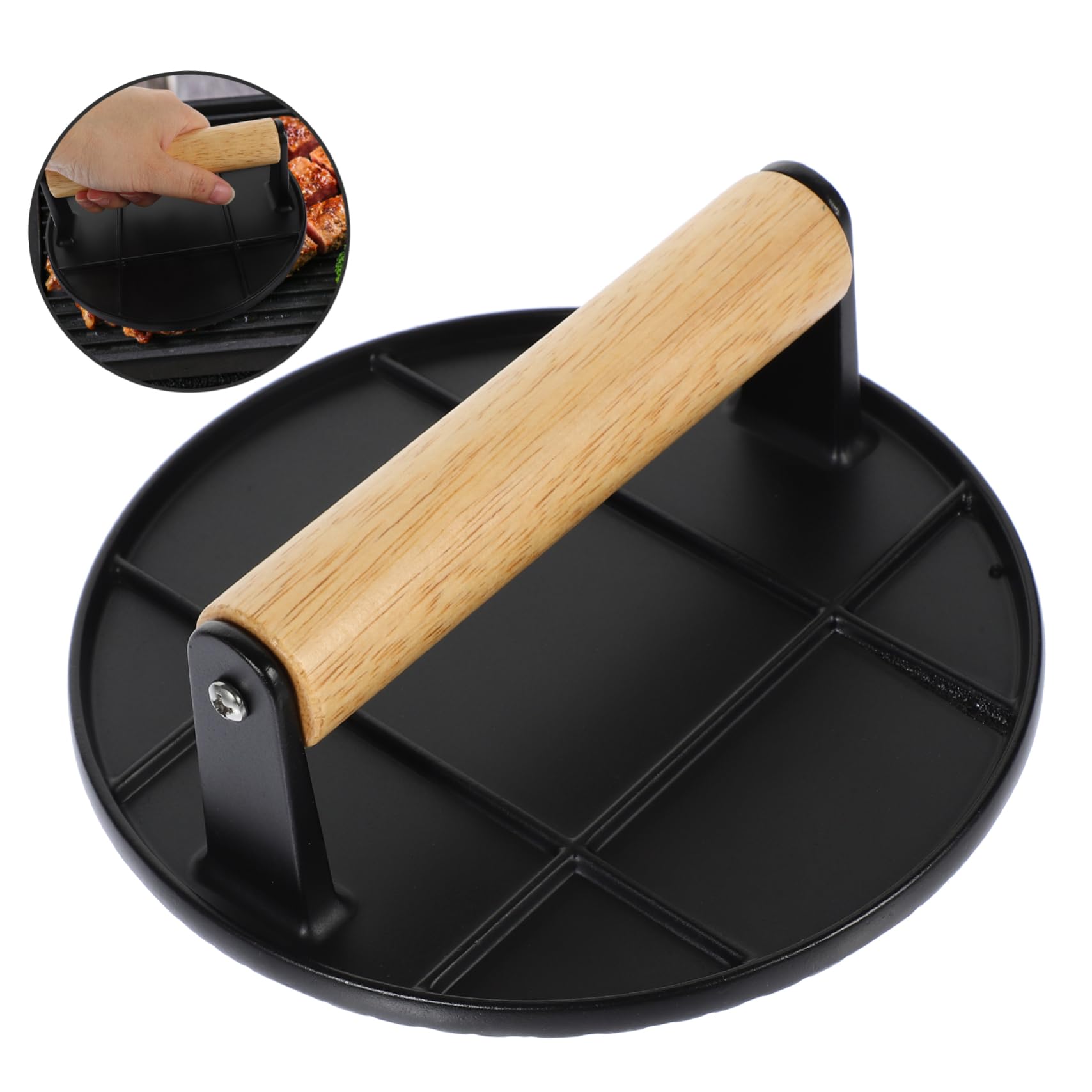MAGICLULU 5 Piezas Plato para Hornear y Freír Tocino De Pastel De Carne Herramienta para Prensar Carne para Hamburguesas Herramienta De Cocina Aleación De Aluminio