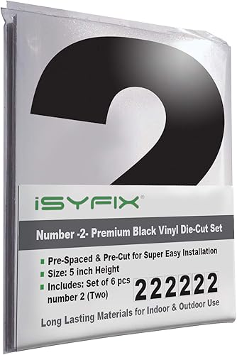 Vista 14 de iSYFIX Calcomanías de vinilo negro número 4 (cuatro) - 6 paquetes de 10 pulgadas autoadhesivas - Calcomanía troquelada y preespaciada para buzón, 4