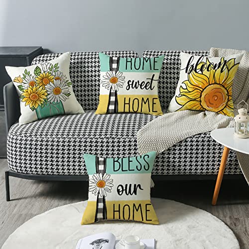 Wyooxoo Throw Pillow Covers 18X18 Set Of 4 Summer Farmhouse Pillow Covers Decorative Pillowcase For Sofa Couch Living Room Outdoor Home Decor #TOP3
