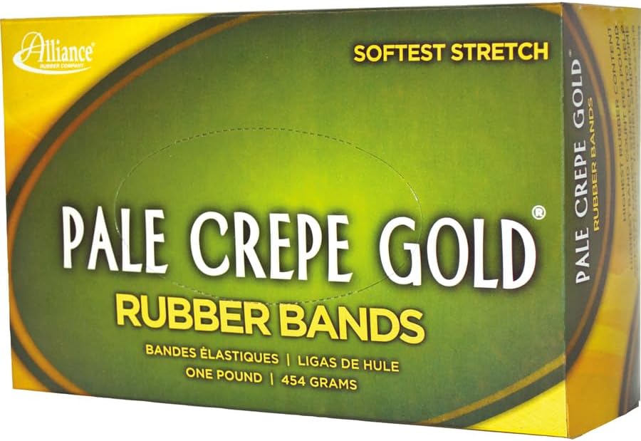Alliance Rubber 20165 Pale Crepe Gold Rubber Bands Size #16, 1 lb Box Contains Approx. 2675 Bands (2 1/2" x 1/16", Golden Crepe) image 5