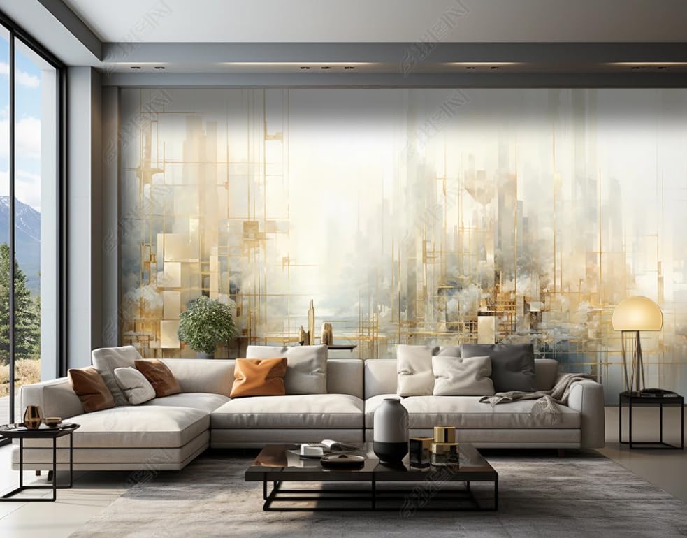 Papier peint intissé abstrait pour salon moderne - Grand panoramique mural de luxe chambre