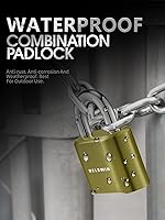 Vista 3 de DELSWIN Candado de combinación de 4 dígitos para exterior con grillete de acero endurecido - Candado resistente para casillero con grillete de acero