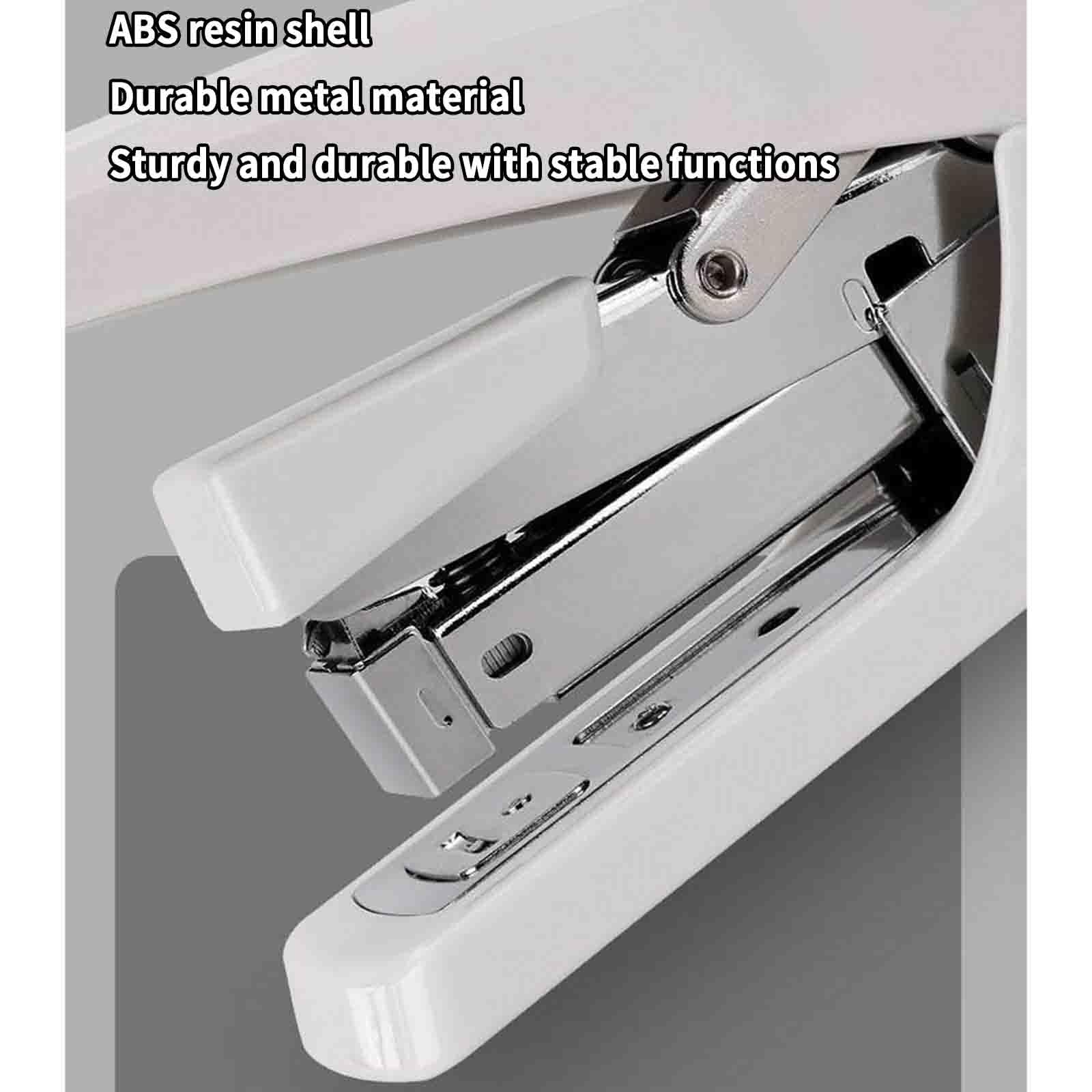 Tacker Büro Klammerloser Heftgerät 50 Blatt Klein Heftklammerentferner Für 24/6, 26/6, 24/8 Heftklammern Handbuch Für Studierende 50 Seiten Dicke Schicht Geschenk (White,13.8x4x9.2cm)