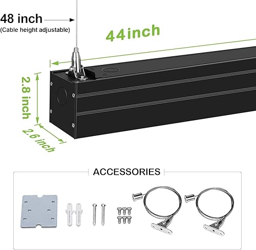 Miniatura 5 de hykolity Luz lineal LED enlazable, 4 pies regulable, 40 W 4800 lm 3 CCT seleccionables, conexión sin costuras, lámpara LED suspendida para el hogar,