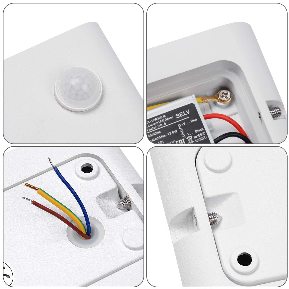 Midore LED Wandleuchte Mit Bewegungsmelder, 7W, Aluminium – Moderne Up & Down Beleuchtung Für Flur, Treppe, Wohnzimmer