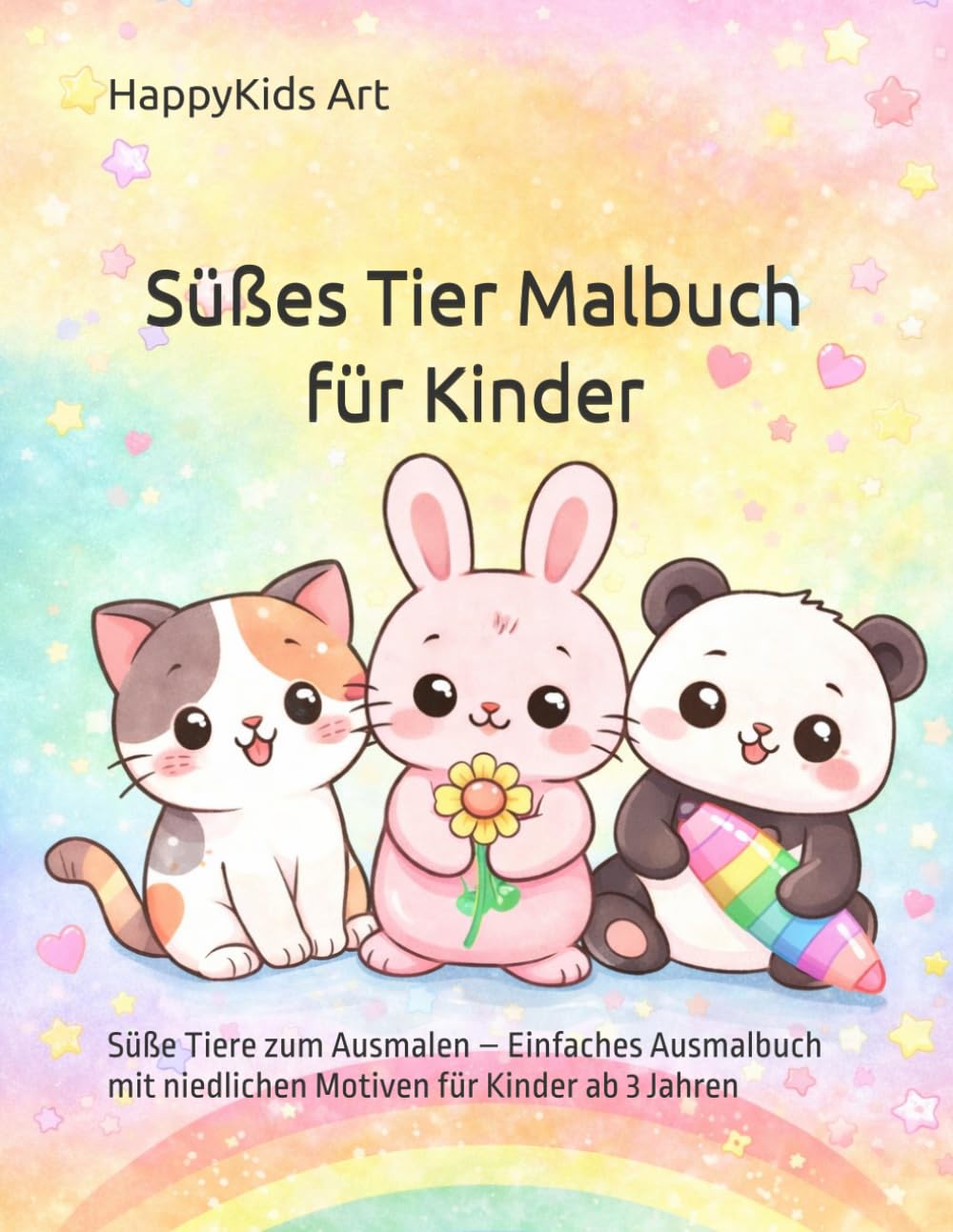 Süßes Tier Malbuch für Kinder: Süße Tiere zum Ausmalen – Einfaches Ausmalbuch mit niedlichen Motiven für Kinder ab 4 Jahren