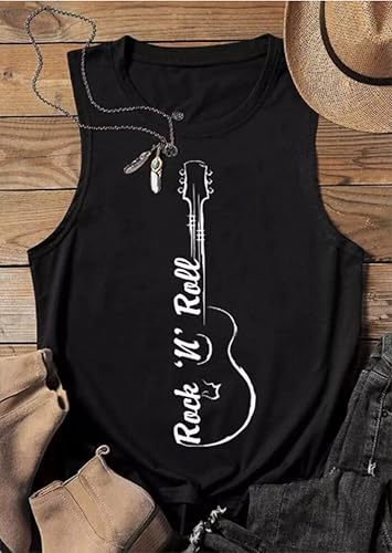 Miniatura 2 de Camiseta sin mangas de música Rock Roll para mujer, estilo vintage, banda de rock, retro, gráfico, música country, concierto, camiseta sin mangas