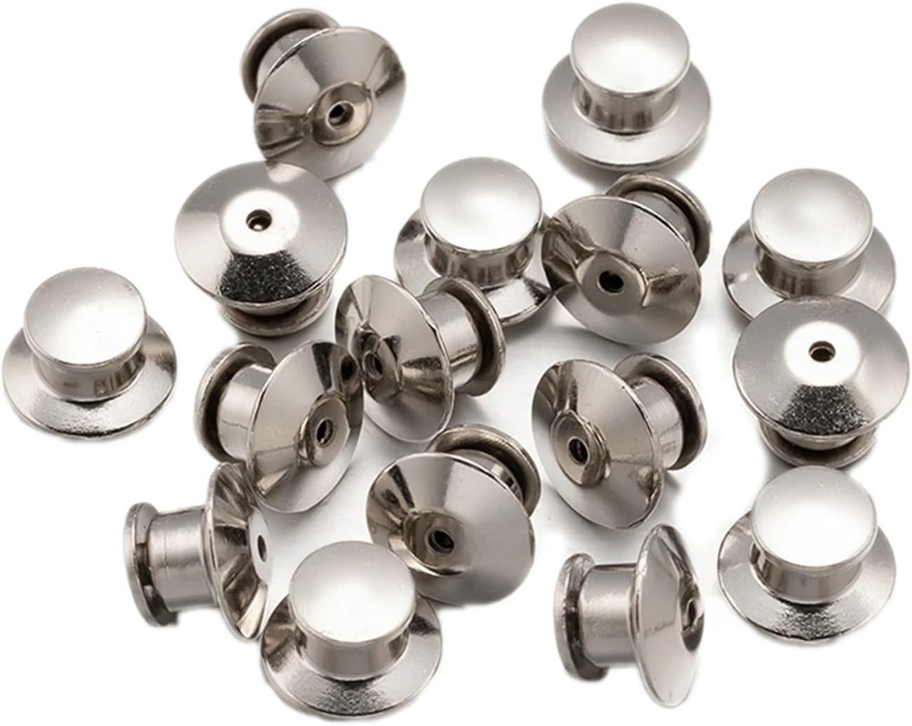 Brooch Pin Backs 20Pcs Metal Locking Pin Back Locking Pin Keeper Clasp DIY Backing Brooch Lapel Safety Hold Lock Jewelry Making Accessories(Rhodium)