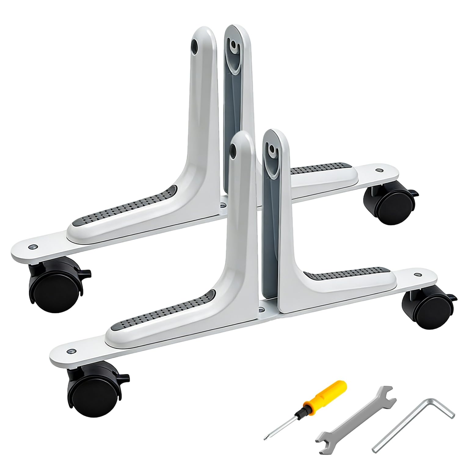 2 Pièces Support D'écran de Séparation,avec Roues à 360 Degrés,Largeur Réglable,pour Hôtel, Maison, Bureau,Blanc