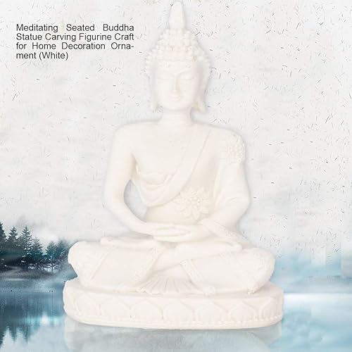 Miniatura 7 de Estatua de Buda sentada, estatua de Buda meditante, figura tallada, figuras coleccionables para decoración del hogar, adorno de mesa (blanco)
