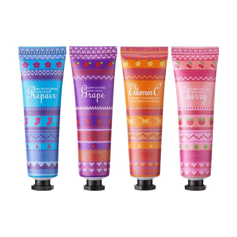 Silky Glow Handcare Cream - Juego de 4 cremas de manos sedosas, hidratantes, deja textura sedosa de la piel, aclara la piel de las manos, suave para pieles sensibles, ideal para el cuidado diario