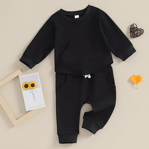 Miniatura 3 de VISGOGO Ropa para bebé niño de 3 a 6 meses, trajes con capucha para niños de 12 a 18 meses, pantalones deportivos para otoño e invierno
