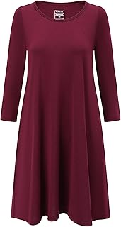 Womens Merino Wool Swing Dress Sleeve Flare with Pockets - Buy now