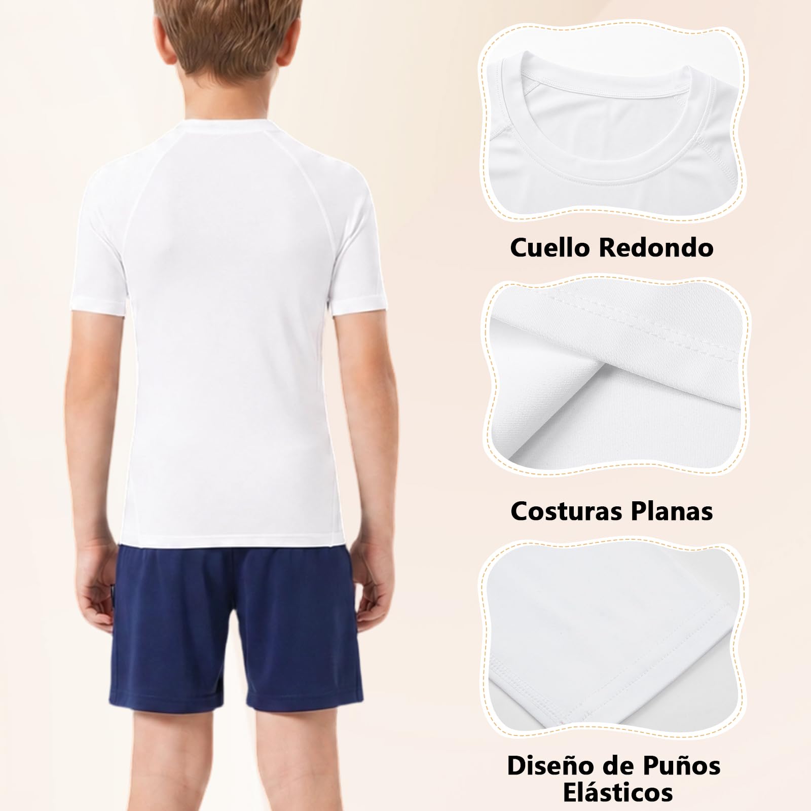 Camisetas de Compresión para Niños, Rash Guard Manga Corta Transpirable para Tenis Rugby