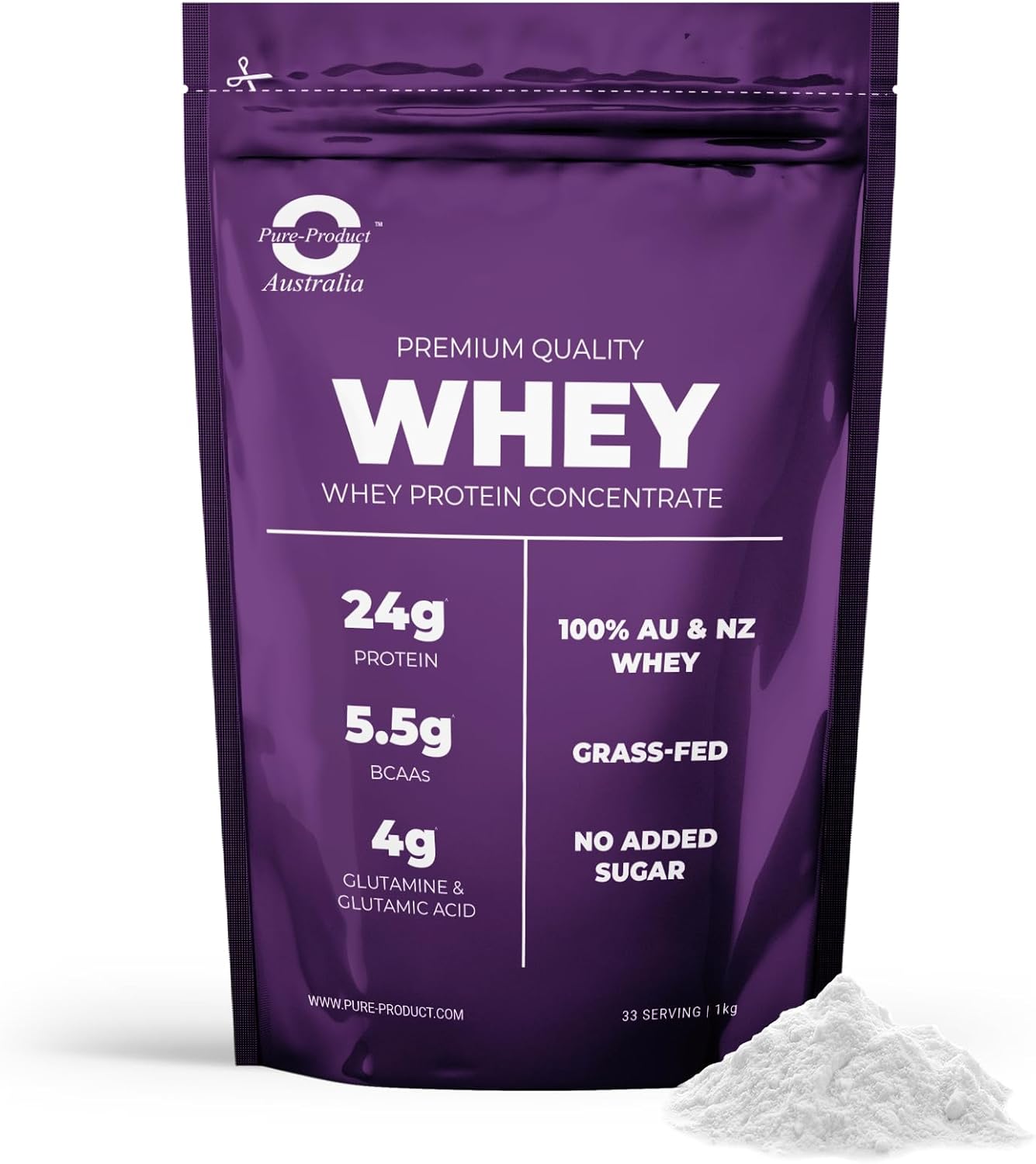 Pure Product Australia - Whey Protein Concentrate & Isolate - Premium Grass Fed AU & NZ Whey - 24g Protein per Serve - Non GMO - 4kg (8.8 lbs) - Unflavoured