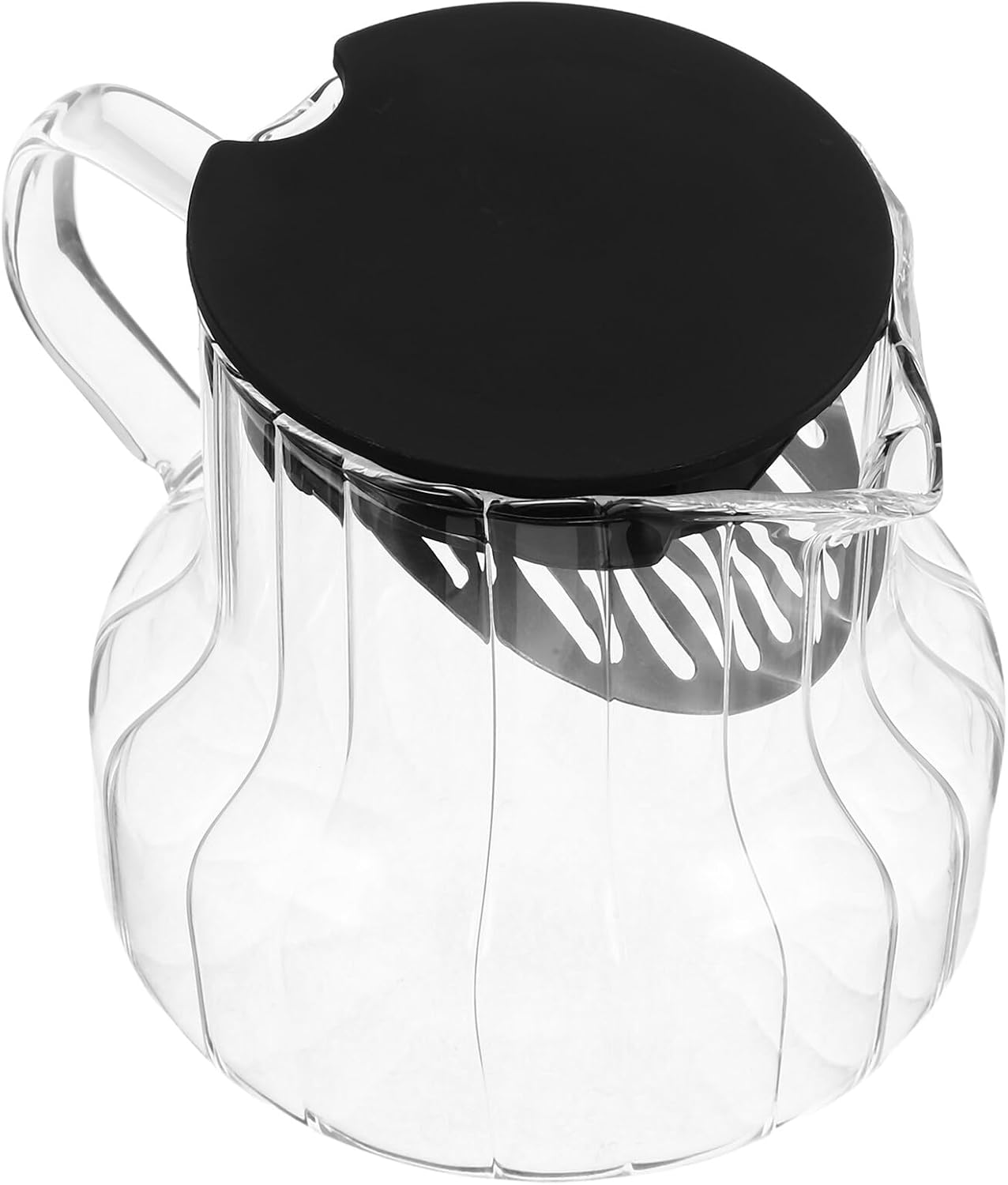 NUOBESTY Glass Coffee Pot and Pitcher Set 550ml with Black Lid, Vertical Stripe Glass Carafe Coffee Server for Home Brewing and Tea Serving