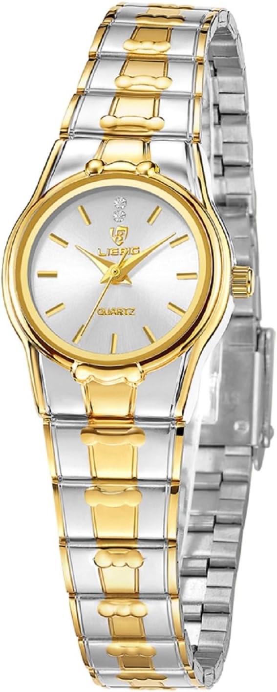 SKMEI Watch for Women,Luxury Elegant Gold Quartz Watches Round Dial Diamond Accents Stainless Steel Strap Casual Dress Ladies Wristwatch