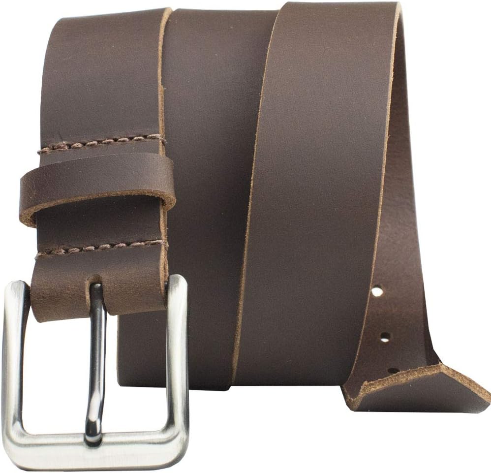 Roan Mountain Leather Belt - Brown USA Made Genuine Full Grain Leather with Certified Nickel Free Buckle