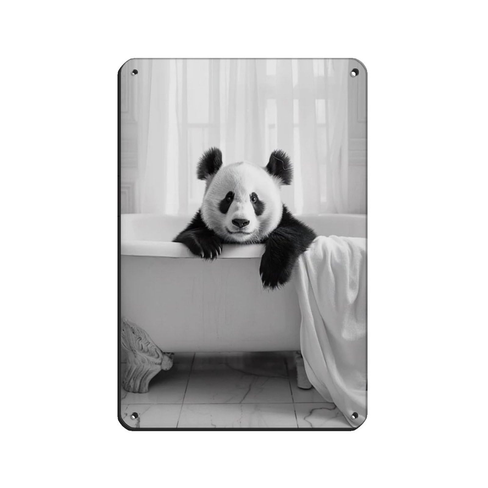Panda in The Bathtub, Funny Animal Poster (2) Tin Sign Vintage Metal Pub Club Cafe Bar Home Wall Art Decoration Poster Retro 8x12inch(20x30cm)