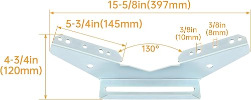 Miniatura 3 de KUAFU 2 piezas de soporte de ala de remolque de ajuste universal para litera, soporte de ala de pontón, soporte de ala en V, acero plateado
