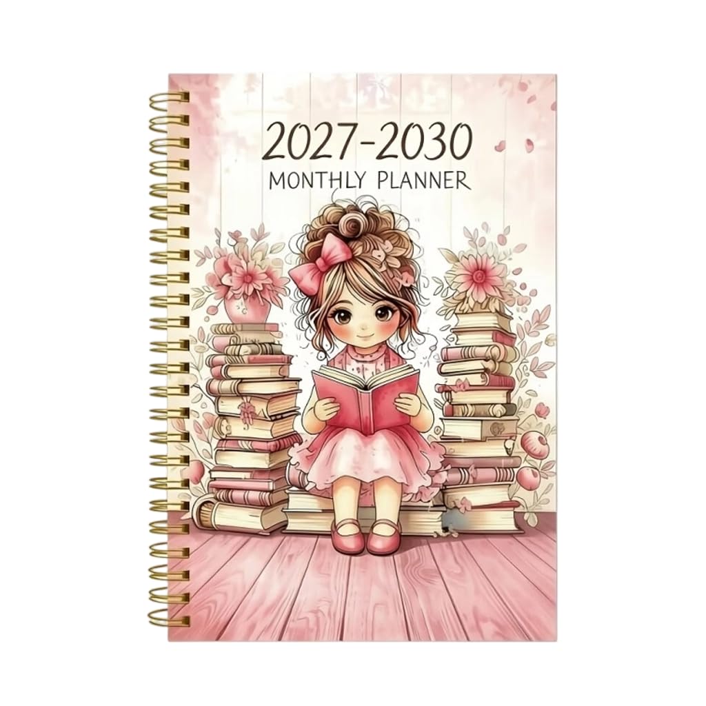 2027-2030 4-Year Monthly Planner A5 Spiral Bound Diary Notebook, Pink