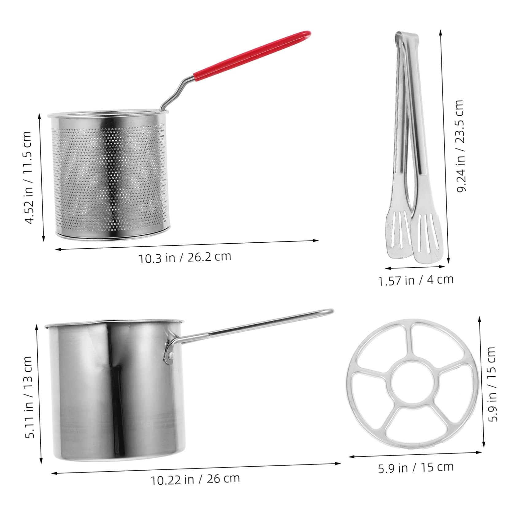 Tofficu 1set Stainless Steel Deep Fryer Pot Wok with Built Filter Compact Oil Strainer for Efficient Frying Mini Cooking Pot for for Even Cooking