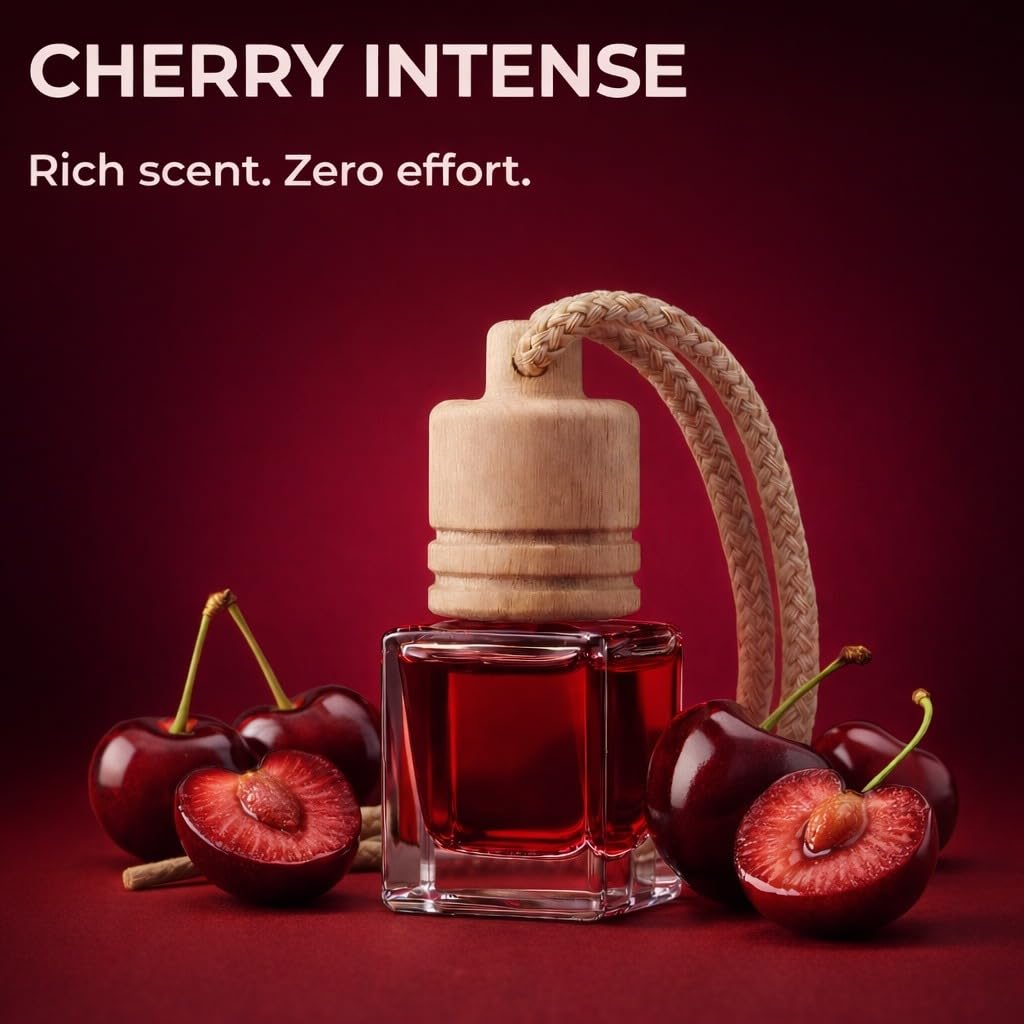 Velvor Car Air Freshener Wooden Diffuser 5ml – Made in France Hanging Car Perfume, Sweet Fruity Aroma, Long Lasting Wooden Cap Diffuser Up to 60 Days, Plastic-Free Packaging (Cherry) — view 6