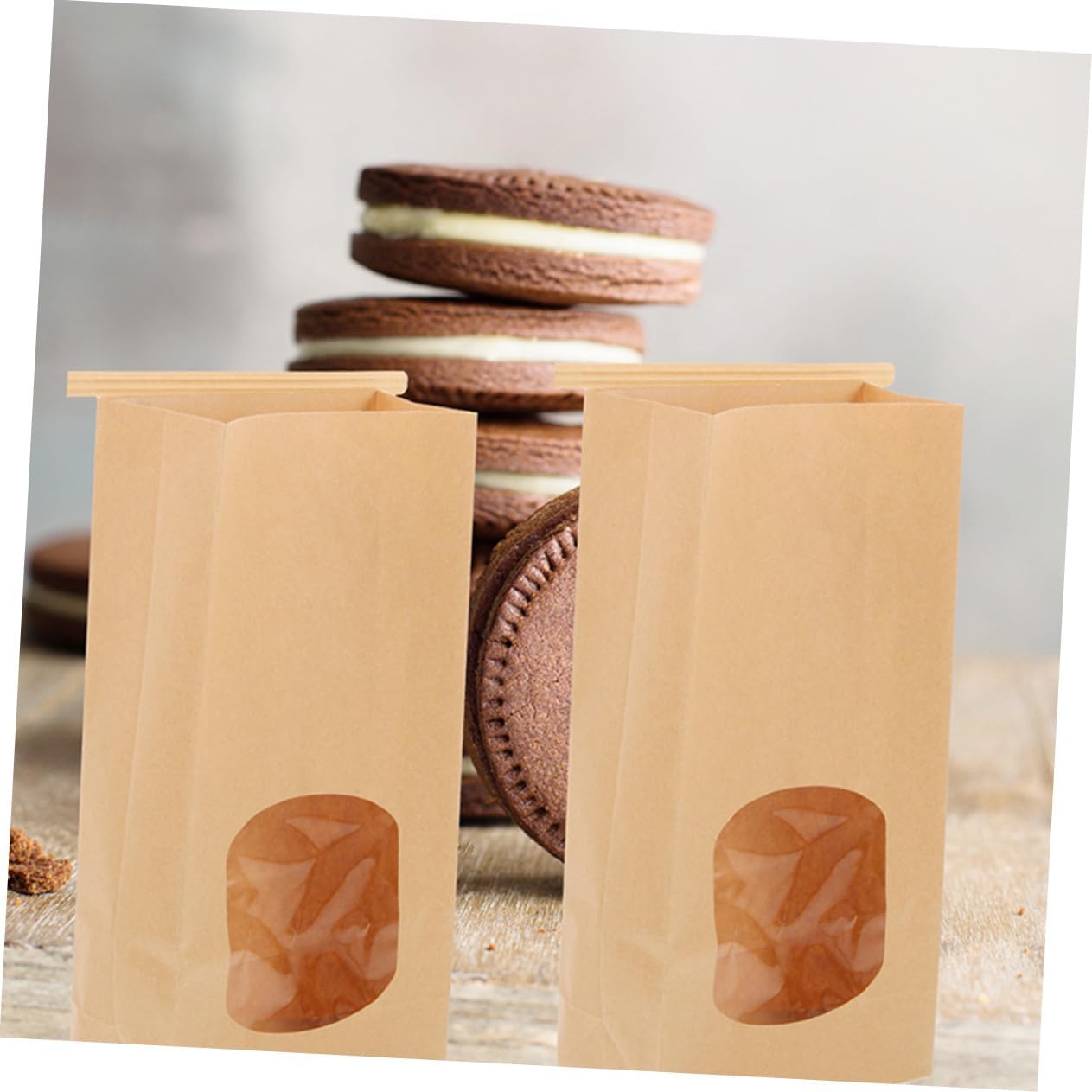 ULTECHNOVO 50pcs Heat Seal Bread Toast Bags Window Bakery Bags for Cookies Snacks Pastry Wrapping Pouches