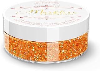 MARBLERS Holographic Face & Body Glitter [Rainbow Orange] 0.18oz (5g) | Chunky | Chopped | Flake | Non-Toxic | Vegan | Cruelty-Free | Festival, Rave & Party Makeup | Eye, Hair, Nail Polish, Eyeshadow