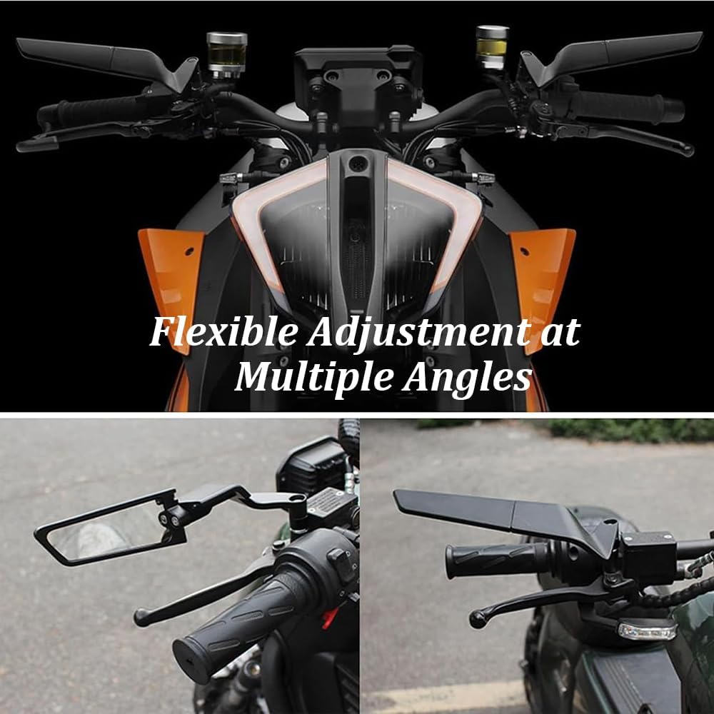 2 Pcs Motorcycle Rear View Mirrors for Suzuki GSX S 1000 2015 2016 2017 2018 2019 2020-2024, Adjustable Rotating Stealth Mirror Wind Wing Side Mirrors, Modified Handlebar Side Mirror