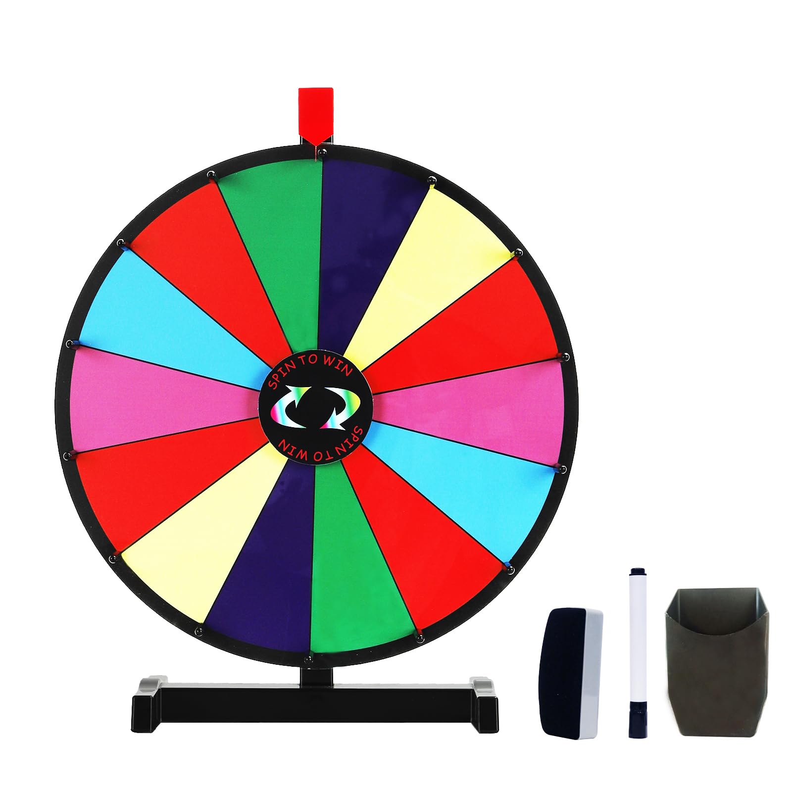 iElyiEsy 18 Inch Spinning Wheel for Prize 14 Slots Tabletop Prize Wheel Spinner with Stand, Dry Erase Marker and Eraser for Trade Show Carnival Party Pub Fortune Game