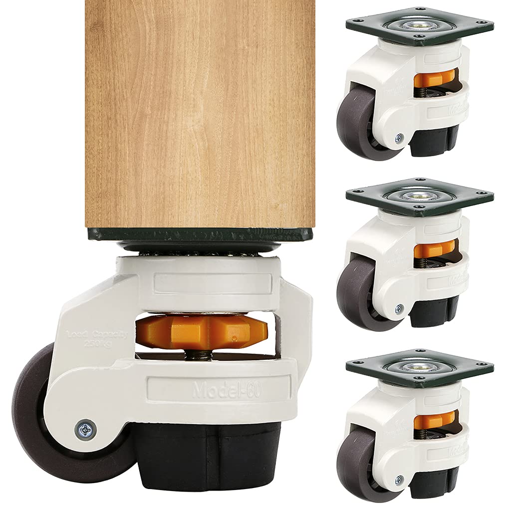 MOLIGOU 4Pcs Leveling Machine Casters, Heavy Duty Plate Casters, Retractable Leveling Feet Casters for Workbench, Equipment, Total Load Capacity 2200 Lbs: Industrial & Scientific