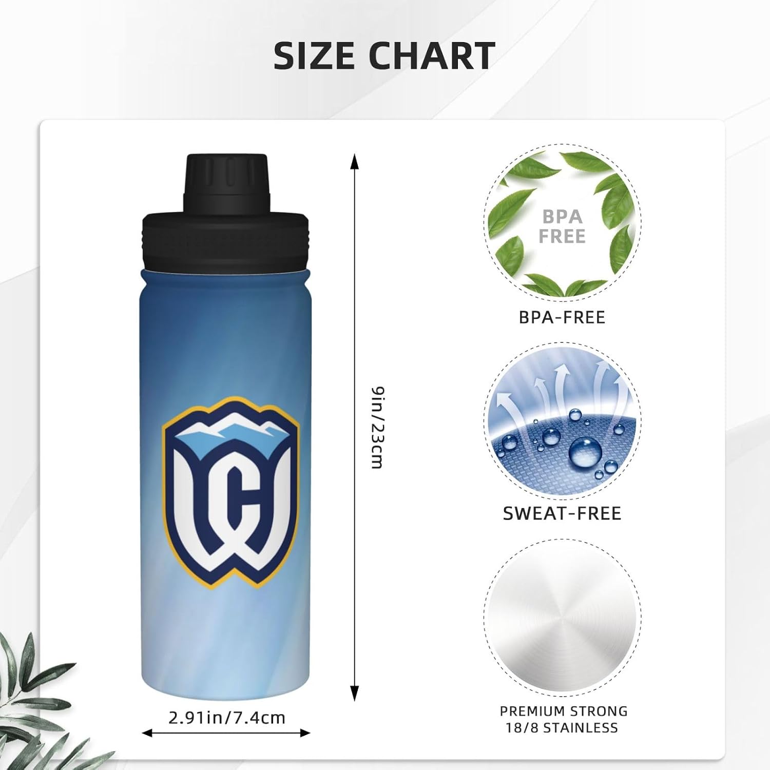 Whitman College 18oz Sports Insulated Kettle Stainless Steel Water Bottles Outdoors