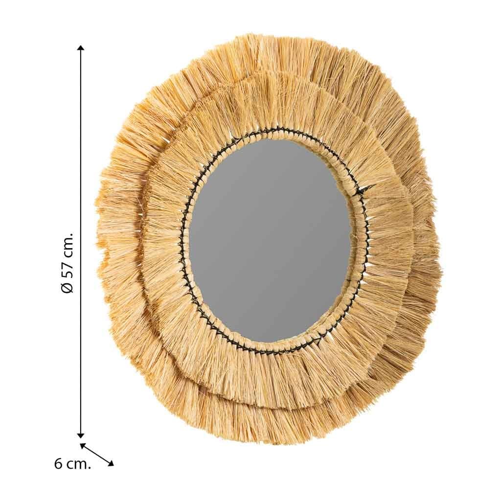 WANDERLUST DECO Espejo Redondo de Fibra Natural Marrón 57x57x6