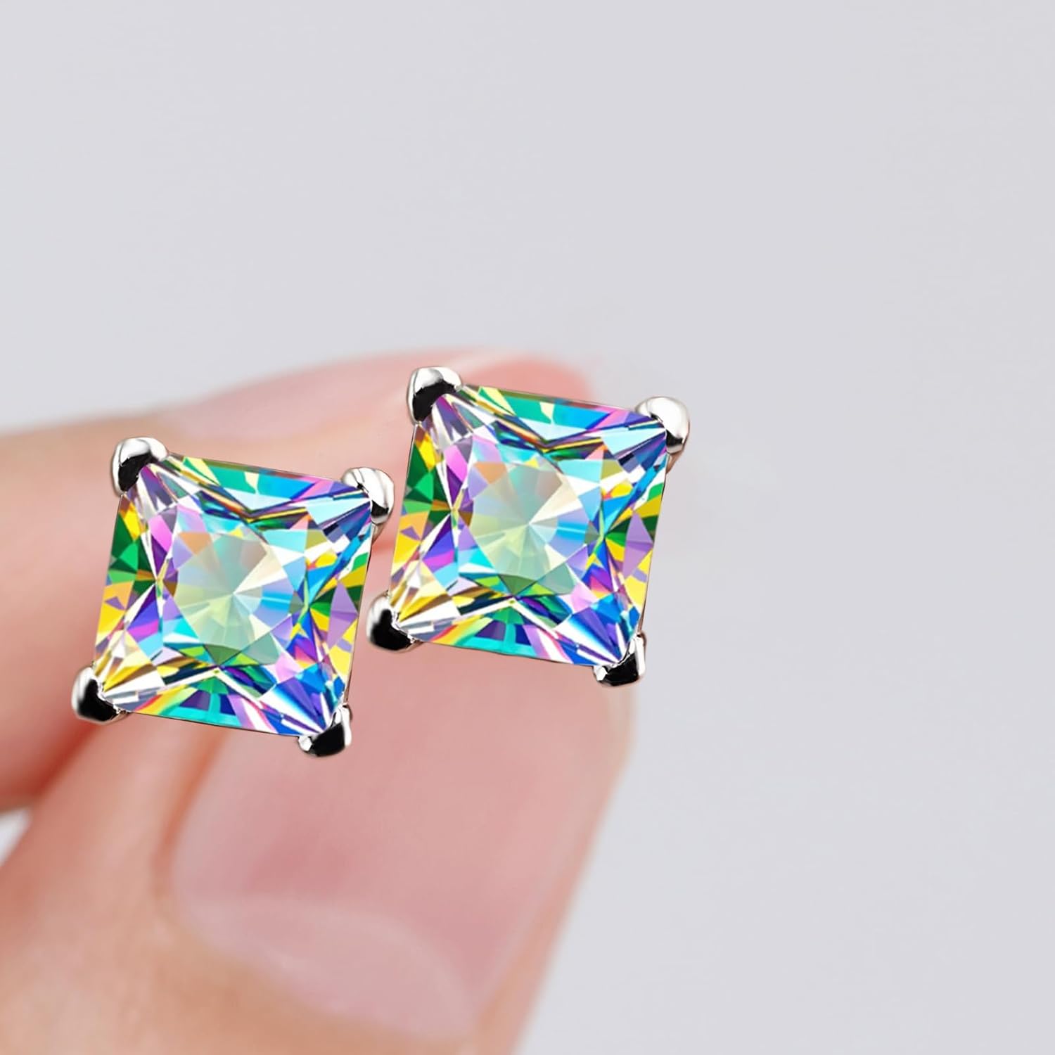 Moissanite Stud Earrings for Women, 0.8-2ct D Color, VVS1 Clarity, White Gold-Plated 925 Sterling Silver Stud Earrings, Anniversary Birthday for Women Men - Image 5