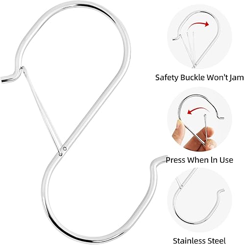 Miniatura 4 de Ganchos grandes en S resistentes, ganchos grandes en S de 4.96 pulgadas, juego para plantas colgantes, manijas de gabinete de cocina, ganchos