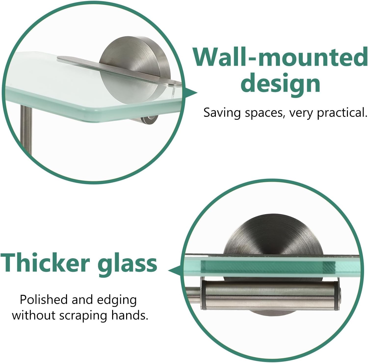 Veemoon Toilet Paper Holder with Glass Shelf - Wall Mount Bathroom Storage Organizer Fits Roll Toilet Paper - Rustproof Brushed Stainless Steel Tissue Rack Room Decor Gift for Housewarming