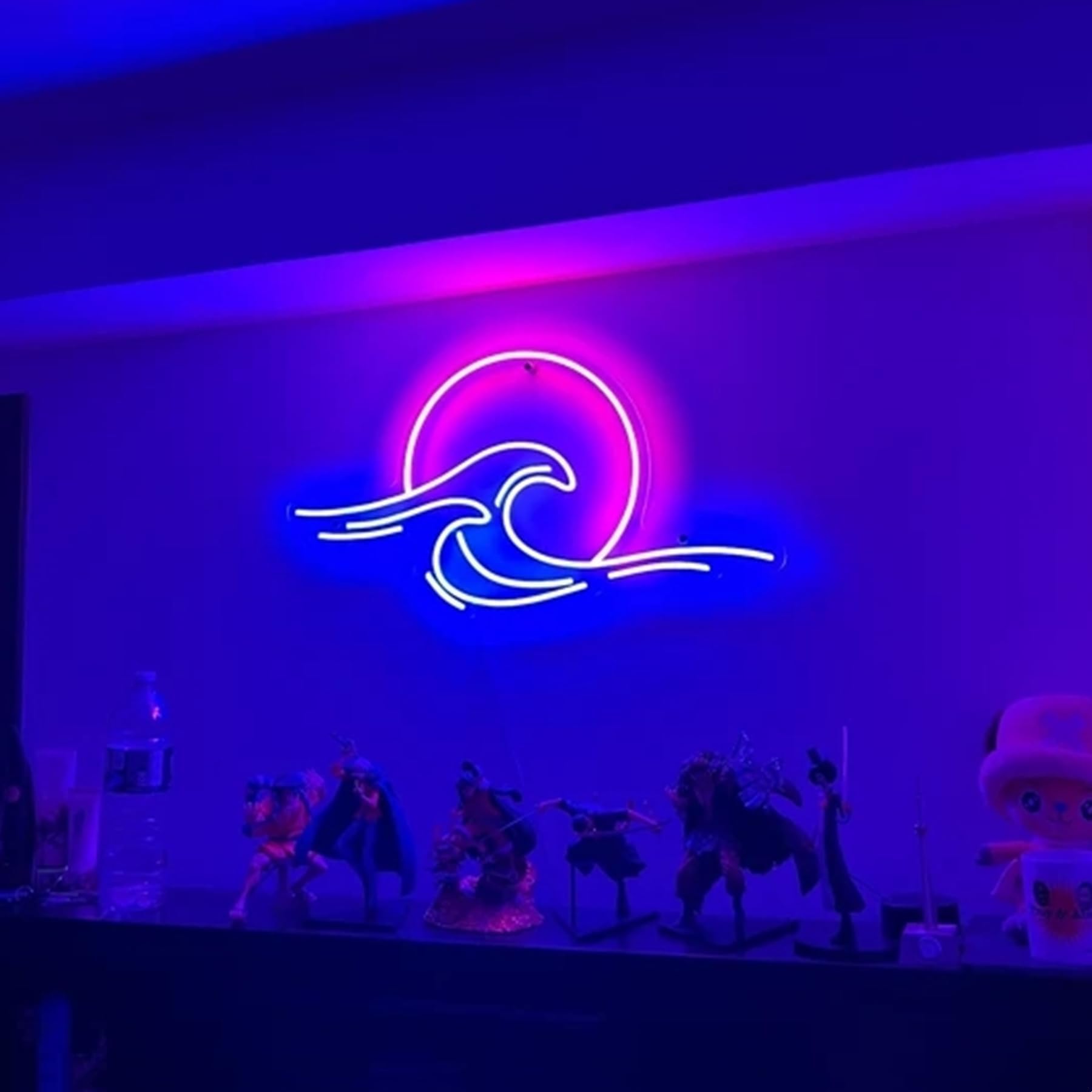 Panneau de Lever de Soleil Néon à Intensité Variable - Décoration Murale Anime Ondes Lumineuses - Lampe de Nuit Décorative pour Bar
