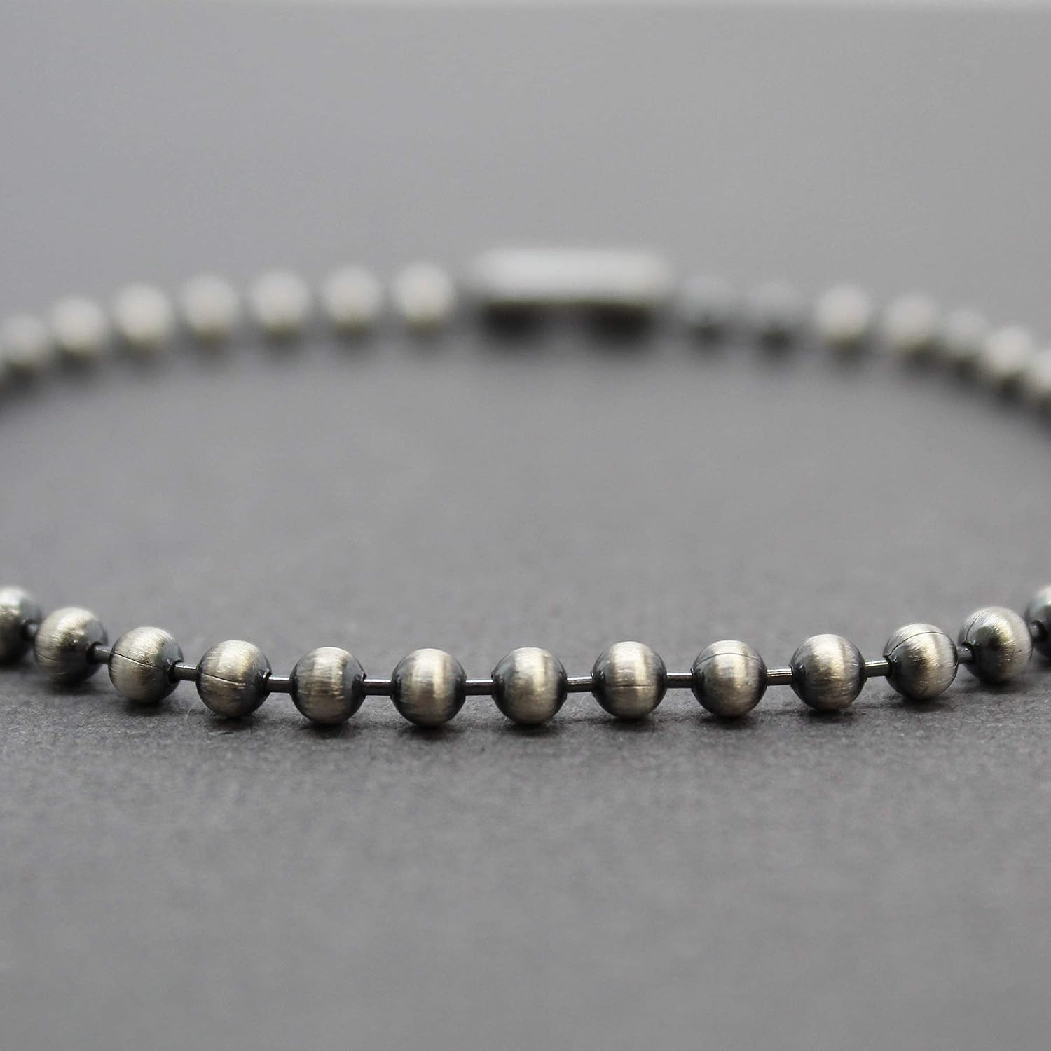 Handmade 3mm Sterling Silver Bead Ball Chain Bracelet or Necklace, Oxidized or Shiny, Made to Order Lengths, Unisex Silver Chain