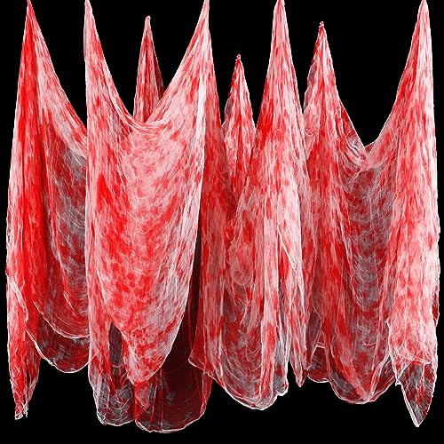 Boao Tela Espeluznante de 215 x 500 cm Estopilla Espeluznante Paños de Muselina de Algodón Decoraciones de Halloween para Casas Embrujadas Puerta al Aire Libre (Sangriento)