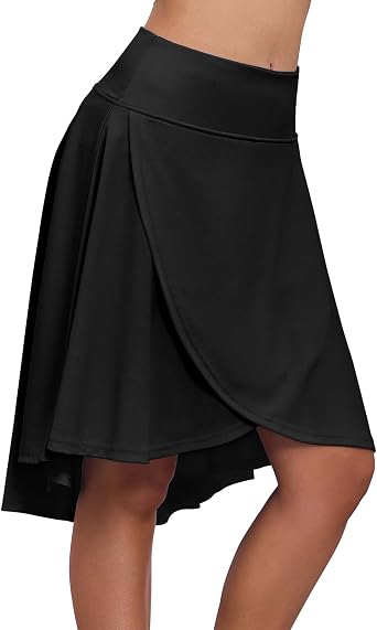Zando Womens Wrap Skorts - High Waist Flowy with Shorts, Asymmetric Ruffle Hem High Low Midi Skirt
