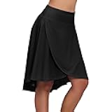 Zando Women's Wrap Skorts - High Waist Flowy with Shorts, Asymmetric Ruffle Hem High Low Midi Skirt
